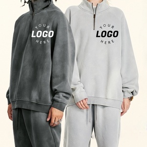 Hoodie Pullover Kerah Tinggi Setengah Resleting Model Longgar Nyaman, Bordir Kosong di Bahu, Custom Grosir, <span class=keywords><strong>2026</strong></span> - Product Image 1