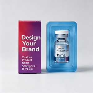 Etichette e Scatole Personalizzate POMA per Fiale Singole da 3ml, Packaging Olografico per Prodotti Peptidici - Product Image 1