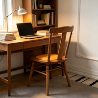 Chaise de salle à manger en bois massif, chaise caramel de style français, chaise de salle à manger de style antique avec dossier et coussin d'assise pour usage domestique