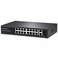 Switch Gigabit PoE 16 Port, Hub Jaringan 18 Port untuk Sistem Kamera IP CCTV 4K, Plug and Play, 240W 48V Ethernet PoE Switch