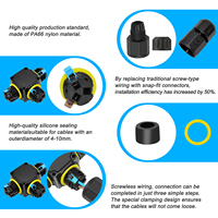 Adaptador de Aviación Circular Multipolar M20 de Conexión Rápida, Enchufar y Usar, para Montaje en Campo, con Pasador de Señal y Conector en T