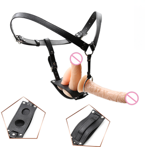 Anneau de pénis en cuir pour la fixation et la contrainte, avec tige vibrante pour pénis féminin, plug <span class=keywords><strong>anal</strong></span> et stimulateur de la cavité postérieure - Product Image 1