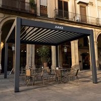 Pergola en aluminium Jiake 6063-T5 avec toit à lames motorisées pour piste de course, terrasse, jardin, patio, espace extérieur, gazebo, pavillon