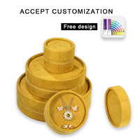Boîte à bijoux ronde en daim personnalisée à prix réduit avec logo pendentif boucle d'oreille bracelet collier boîte à bagues colorée boîte cadeau pour bijoux en papier
