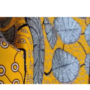 Tissu <span class=keywords><strong>pagne</strong></span> écologique en coton uni tissé, motif Ankara Batik Wax africain, vert doré et bleu, pour confection de robes - Product Image 2