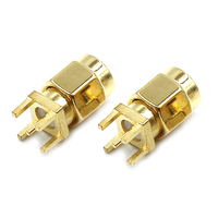 Connecteur RF SMA-JE à montage vertical sur circuit imprimé, contact en cuivre mâle, boîtier en laiton, prise d'antenne, broche droite, connecteur à souder