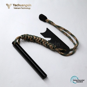 Ferrocerium Rod With Orange Paracord Handle Stainless Steel Outdoor <b>Fire</b> Starter Survival <b>Tool</b> - Product Image 3