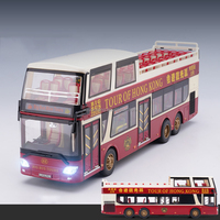 Haute qualité 1:42 luxe réel Collection londres Hongkong moulé sous pression à deux étages modèle de bus touristique jouet avec ouverture des portes
