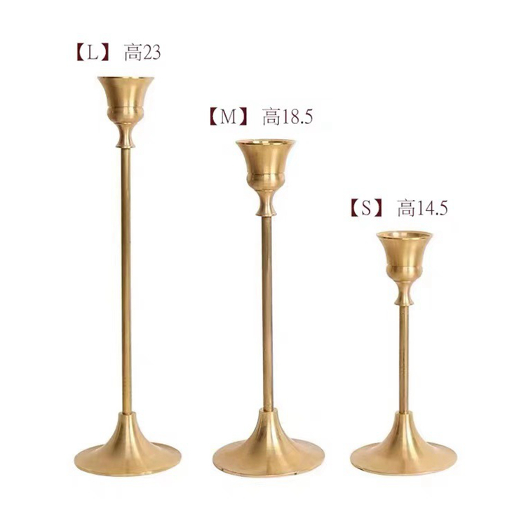Свадебные латунные золотые конусные подсвечники, стальной металлический подсвечник, Золотая подставка, набор из 3 шт.