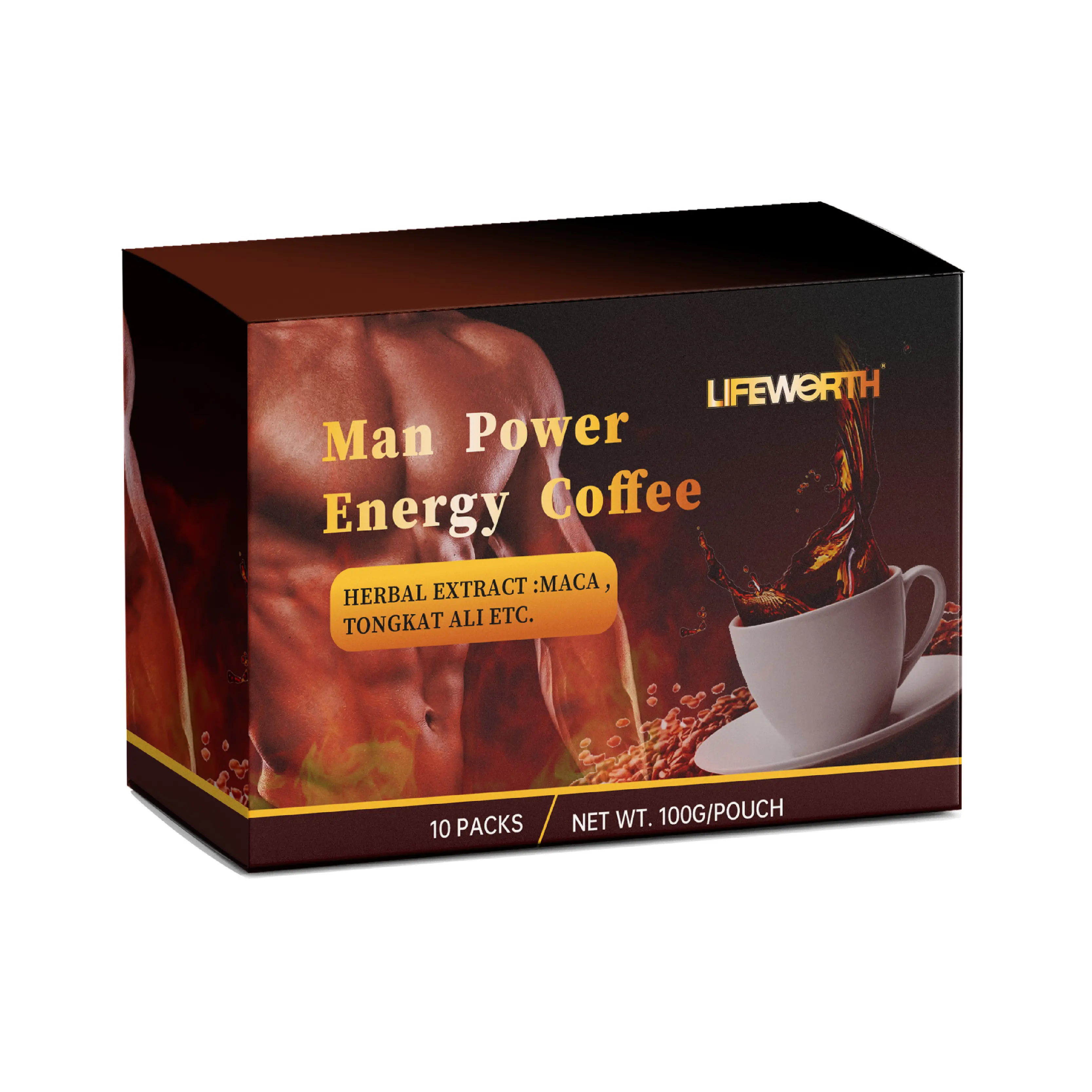 Lifeworth Private Label Arabica instant coffee with Tongkat Ali extract powder Black Maca Coffee power energy coffee