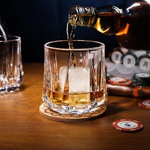 12オンスストライプ刻まれたウイスキーグラスカップバーヘビーベースの昔ながらのガラスロックタンブラー - Product Image 5