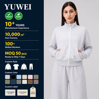 Chaqueta Deportiva Casual de Manga Larga para Mujer, con Cierre, Cuello Alto, Corte Holgado, para Yoga, Running, Gimnasio y Fitness, Otoño-Invierno