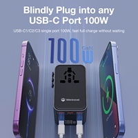Adaptateur de voyage Wontravel 4 ports USB PD & QC3.0 100W Chargeur rapide avec prise en charge de la caméra pour ordinateur portable et téléphones