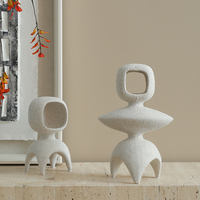 Statuette en céramique Flolenco blanche, moderne, décorative, abstraite, robot, sculpture givrée pour salon intérieur