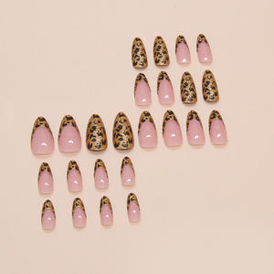 NUEVO Oro Estampado de leopardo Desmontable Nail Art Pegatinas de uñas simples 24 piezas Uñas postizas - Product Image 3
