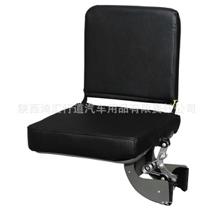 Chaise pliante RV en cuir noir avec structure en acier, siège mural pour véhicule utilitaire et ambulance - Product Image 1