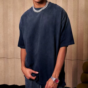 T-shirt Vintage personalizzata taglie forti da <span class=keywords><strong>uomo</strong></span> 100% cotone tinta unita Streetwear Casual per Look <span class=keywords><strong>uomo</strong></span> - Product Image 1