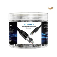 ZOERAX 50er-Pack RJ45 CAT7 CAT6A Durchgangsverbinder, geschirmter Netzwerk-Modularstecker, 3-polig mit Zugentlastungsstiefeln