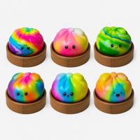 Vente en gros de jouets anti-stress en mousse PU à rebond lent, en forme de boulette arc-en-ciel de 9 cm, assortis, pour enfants, marque OEM JK