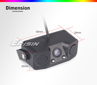 Caméra de recul Erisin ES578 AHD 1080P avec double capteur radar de stationnement, vision nocturne LED, étanche IP68 pour voiture
