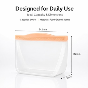 Sacs de conservation réutilisables pour légumes, en silicone alimentaire sans BPA, 900 ml, étanches, durables, pour une cuisine bien rangée et facile à nettoyer - Product Image 2