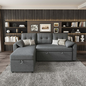 Petit Canapé-<span class=keywords><strong>Lit</strong></span> d'Angle Moderne Convertible en Tissu Avec Rangement pour Salon - Product Image 2