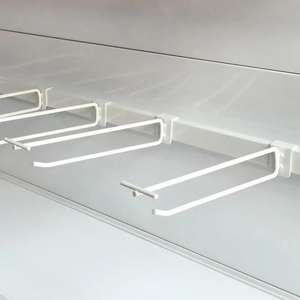 Soporte de exhibición de metal para panel perforado con ganchos ajustables, montaje en pared cromado, capacidad de 26 lb+ (11.7 kg), duradero - Product Image 6