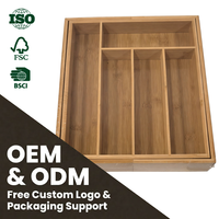 Organisateur de tiroir extensible en bambou, plateau réglable pour ustensiles de cuisine, boîte de rangement multi-compartiments pour couverts, pour la maison et le bureau