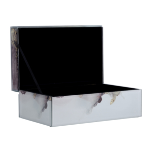 Scatola Decorativa con Coperchio, Portagioie a Specchio con Finitura Ispirata al Marmo, Organizzatore per Arredamento Casa - Product Image 2