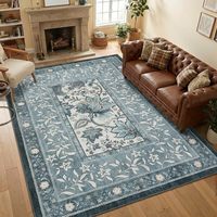 Tapis ChamXue, tapis de sol, tapis vintage rétro pastoral, pliable, en fausse fourrure de cachemire, antidérapant, lavable en machine, pour salon
