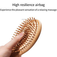Brosse à cheveux en bambou naturel personnalisable avec logo, unisexe, à dents larges, coussin d'air, pour massage du cuir chevelu, usage domestique, vente en gros