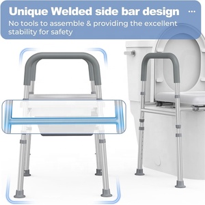 Rehausseur de toilettes MSMT avec poignées, rehausseur de toilettes allongé avec <span class=keywords><strong>siège</strong></span> souple et large, réglable à côté de la commode avec cadre de sécurité - Product Image 5