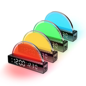 Horloge numérique de décoration intérieure, son de la nature, <span class=keywords><strong>radio</strong></span> FM, réveil avec date et température, bruit blanc, horloge de bureau, lumière de réveil au lever du soleil - Product Image 2