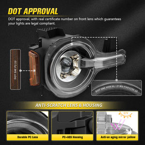 ไฟหน้าโปรเจคเตอร์ LED สำหรับรถกระบะ พร้อมวงแหวนสีขาว/เหลืองอำพัน สำหรับรถฟอร์ด บรอนโก ปี 2021+ ไฟเลี้ยวแบบ Big Bend Sequential - Product Image 3