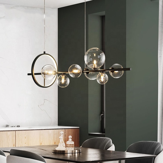 JYLIGHTING Modern Nordic LED Pendant Light Black Glass Ball with Indoor Iron Liner ODM Supply AC Power for Home Use