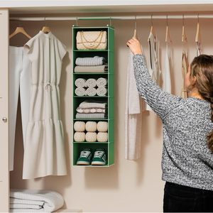 6-<b>Shelf</b> Hanging Closet Organizer 33x15x85cm Foldable Storage <b>Shelves</b> For Bedroom Clothing Organizer - Product Image 6