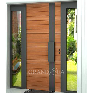 Grandsea Factory Direct Diseño personalizado Aluminio Madera maciza Puertas de <span class=keywords><strong>entrada</strong></span> delanteras pivotantes externas <span class=keywords><strong>Entrada</strong></span> principal para apartamentos - Product Image 2