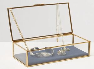 Caja Organizadora de Joyas Lista para la Venta, con Estilo Antiguo, Fabricada en Metal y Vidrio, de Forma Rectangular - Product Image 4