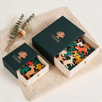 Boîte cadeau vide personnalisée à tiroir, thème puzzle en bois, emballage en carton, idéale pour les cadeaux et le rangement pour enfants - Vente chaude