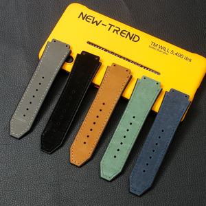 Correa de <span class=keywords><strong>Reloj</strong></span> de Cuero Genuino con Patrón de Bambú para <span class=keywords><strong>Hombre</strong></span>, para <span class=keywords><strong>Hublot</strong></span> Big B Ang, Correa Híbrida de Cuero y Silicona, 19mm 26mm - Product Image 4