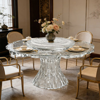 Table à manger en acrylique transparent effet glace, design lotus, nouveau style chinois, console de luxe léger pour villas et salles à manger domestiques