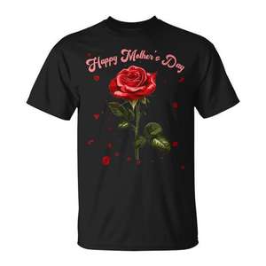 Camiseta Happy Mothers Day Rose, color negro, unisex, talla para adultos - Product Image 1