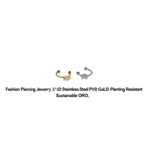 Bijoux de piercing tendance en acier inoxydable 316L, plaqué or PVD, résistant et durable, ORO - Product Image 2