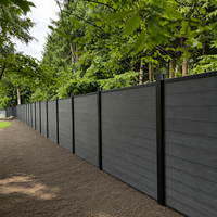 Panneaux de clôture en WPC imperméables avec poteaux en aluminium, gris anthracite, clôture composite horizontale pour jardin