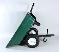 Chariot benne basculante en acier 300 kg certifié ISO9001 CE Longwin-001, revêtement poudré, pneus PU anti-crevaison 16 pouces 4 plis robustes