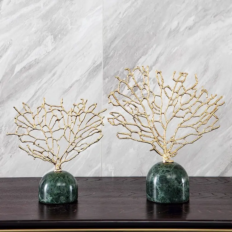 Luxus neues Design moderne Kunst Korallen kristall Retro Gold Heimdekor dekorative Kunsthandwerk Metall-Schmuck Tisch-Oberteilzubehör