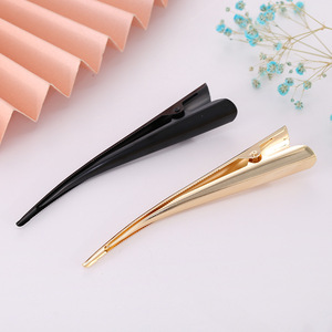 Pince à cheveux 13 cm en corne épaissie, type bec de canard, noir mat, or KC, bec de grue, bec pointu, pour usage quotidien - Product Image 3