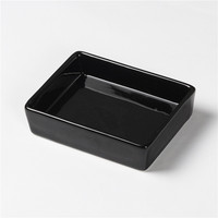 Glanzend zwarte rechthoekige keramische serveerschaal, vierkante diepe snackbord voor noten, snoep, hapjes, dessert, thuis, restaurant, OEM, ODM