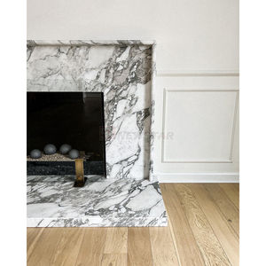 Nuevo Marco de Chimenea de Mármol Blanco Calacatta <span class=keywords><strong>Viola</strong></span> de Italia Personalizado por Newstar, Repisa de Chimenea Moderna Tallada a Mano - Product Image 4