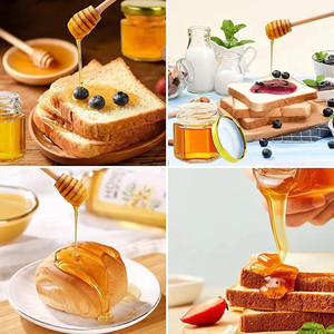 Nhà sản xuất quà tặng cưới, nhà sản xuất quà lưu niệm, lọ mật ong <span class=keywords><strong>mini</strong></span> hình lục giác thủy tinh 1.5oz có kèm muỗng gỗ - Product Image 2